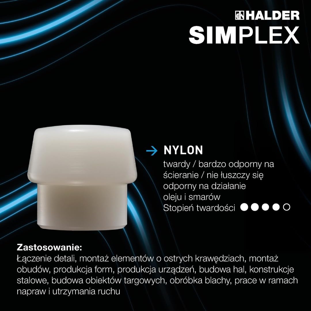 SIMPLEX młotek kowalski, kompozycja gumowa, z podstawką/nylon; z obudową z żeliwa ciągliwego i trzonkiem hickorowym | śr. = 60 mm | 3028.261