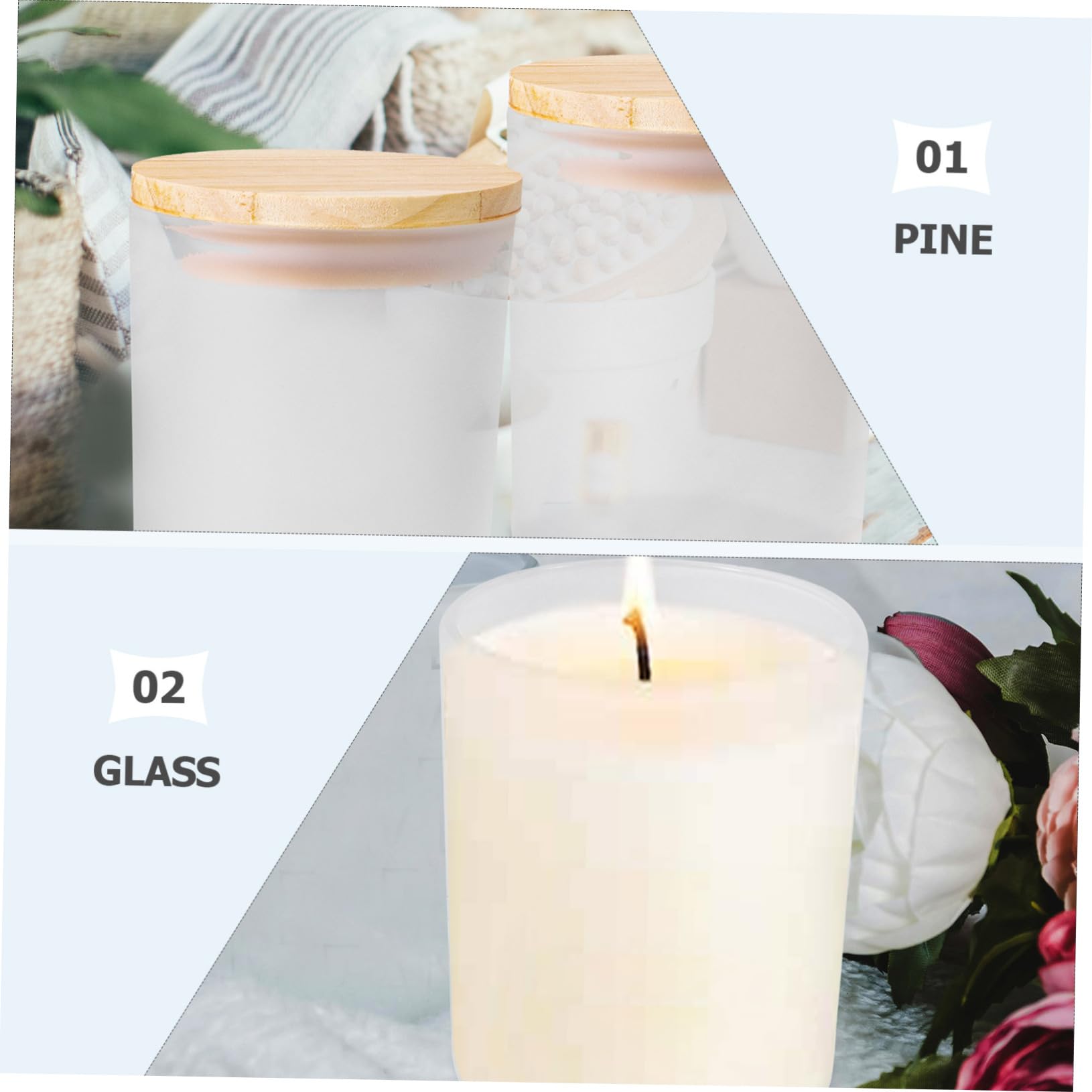 PLAFOPE 4 Stück Zylindrische Matte Glas Kerzenhalter mit Deckel 400ml Stabiles Design Einfach zu Reinigen für Duftkerzen im Wohnbereich