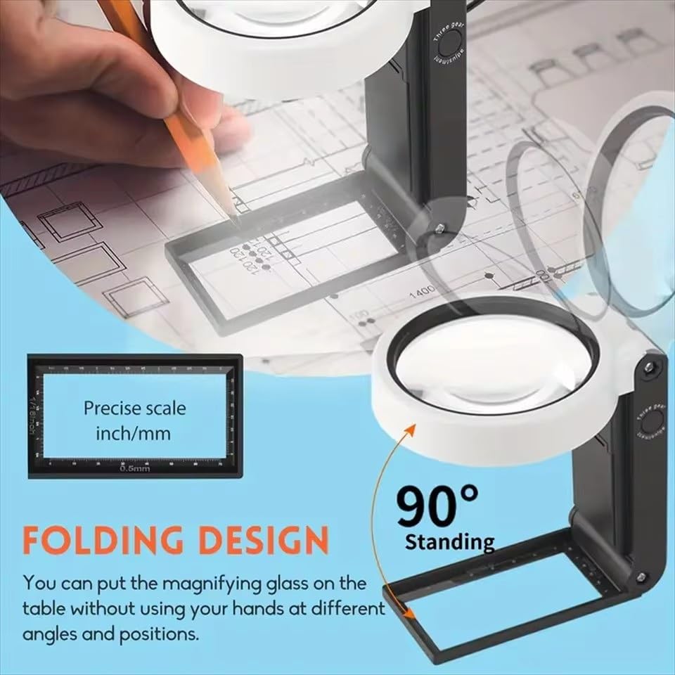 Lente d'ingrandimento pieghevole 6X 25X con lente d'ingrandimento portatile leggera adatta per lavoro di lettura