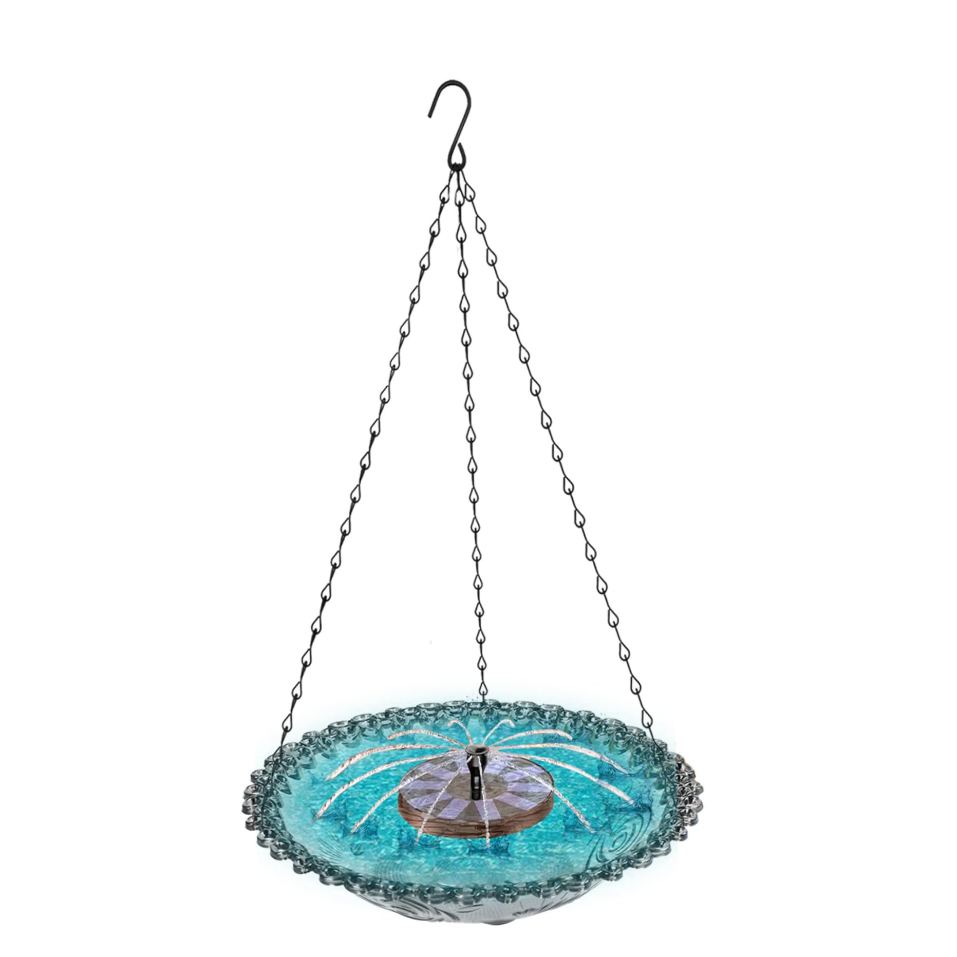 Fontaine flottante solaire avec bain d'oiseaux suspendu exterieur pour attirer les oiseaux