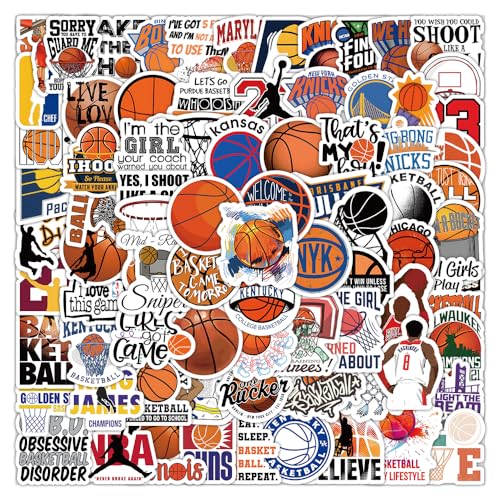 100PCS Basketball Stickers for Scrapbooking Vinyl Waterproof Stickers for Water Bottle Laptop Skateboard Guitar Perfect for Basketball Team Lovers Teens Christmas Stocking Stuffers for Boys Girls