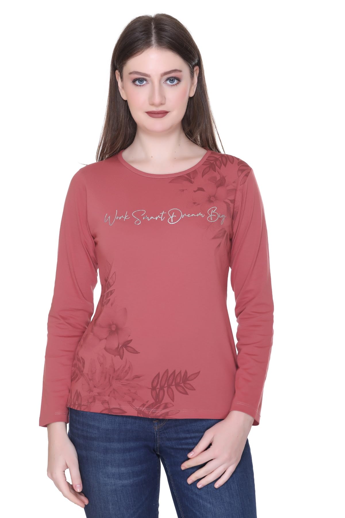star touch Women Cotton Full Sleeve Tshirt/top with Chest Print | Casual/College/Active wear | S-4XL Size-picture-23