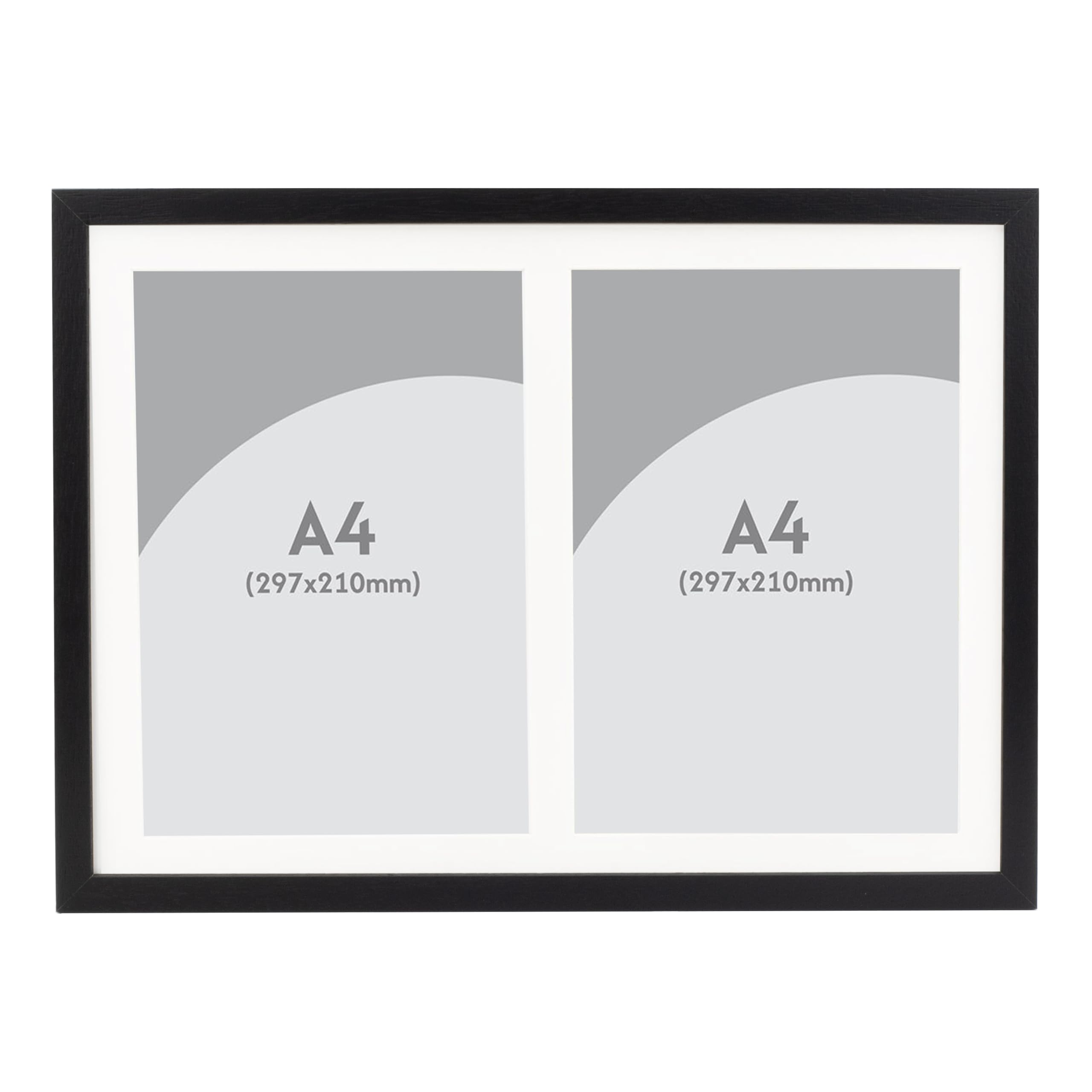 Boldon Framing Photo Frames Multiple Pictures Black Collage Photo Frame for 2 A4 photos or certificates - Graduation Multi Picture Frames for Wall Hanging - Neatly Display Lots of Photos In One Frame