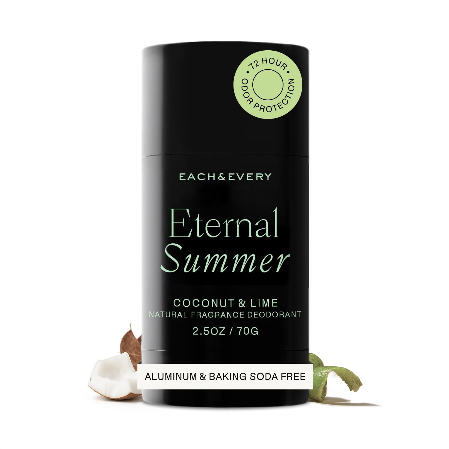 Aluminum Free Deodorant for Women & Men – Natural Fragrance 72-Hr Odor Protection, Non-Toxic Deodorant for Sensitive Skin, EWG Verified, Baking Soda Free - Coconut & Lime Scent, 2.5oz