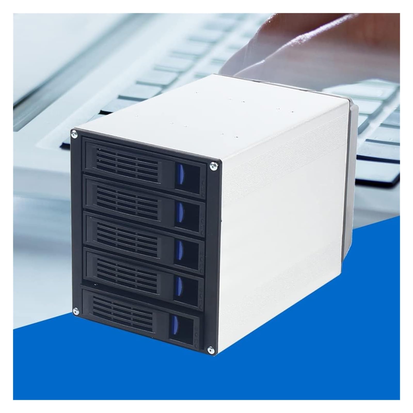 Custodia for disco rigido a 5 alloggiamenti, docking station verticale for disco rigido esterno SATA HDD SSD, supporto for custodia in lega di alluminio, adattatore di alimentazione