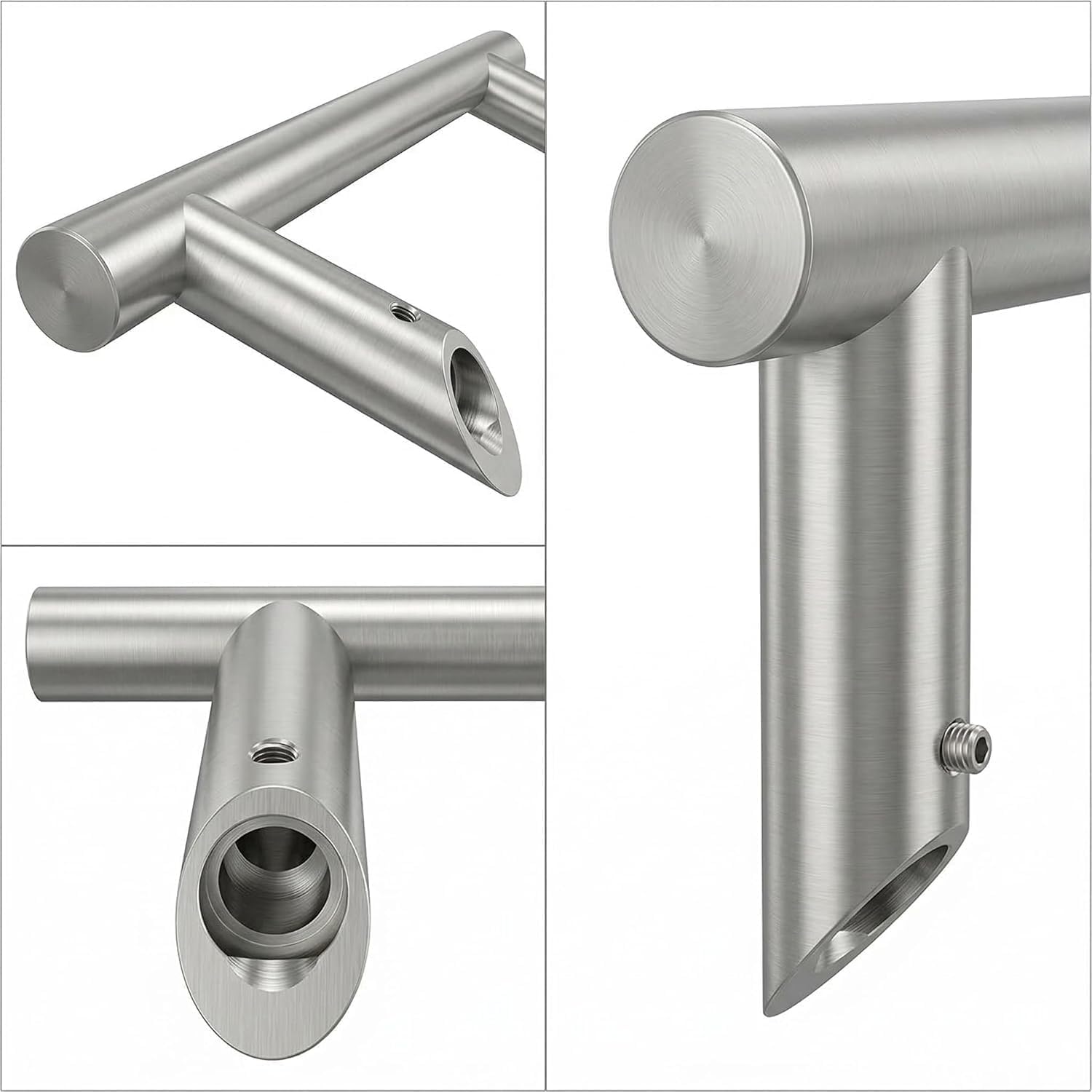 h heicko Vanessa Edelstahl Stoßgriff mit 45° Stützen – Haustürgriff Edelstahl matt gebürstet – Türgriff für Haus- & Schiebetüren – L = 320 mm/A = 200 mm – inkl. Montagematerial