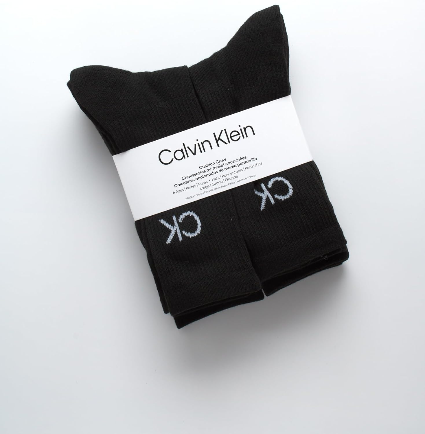 Calvin Klein Boys Crew Socks - 6 Pack Soft Stretch Performance Cushioned Comfort Mid Calf Athletic Socks for Boys - Image 2