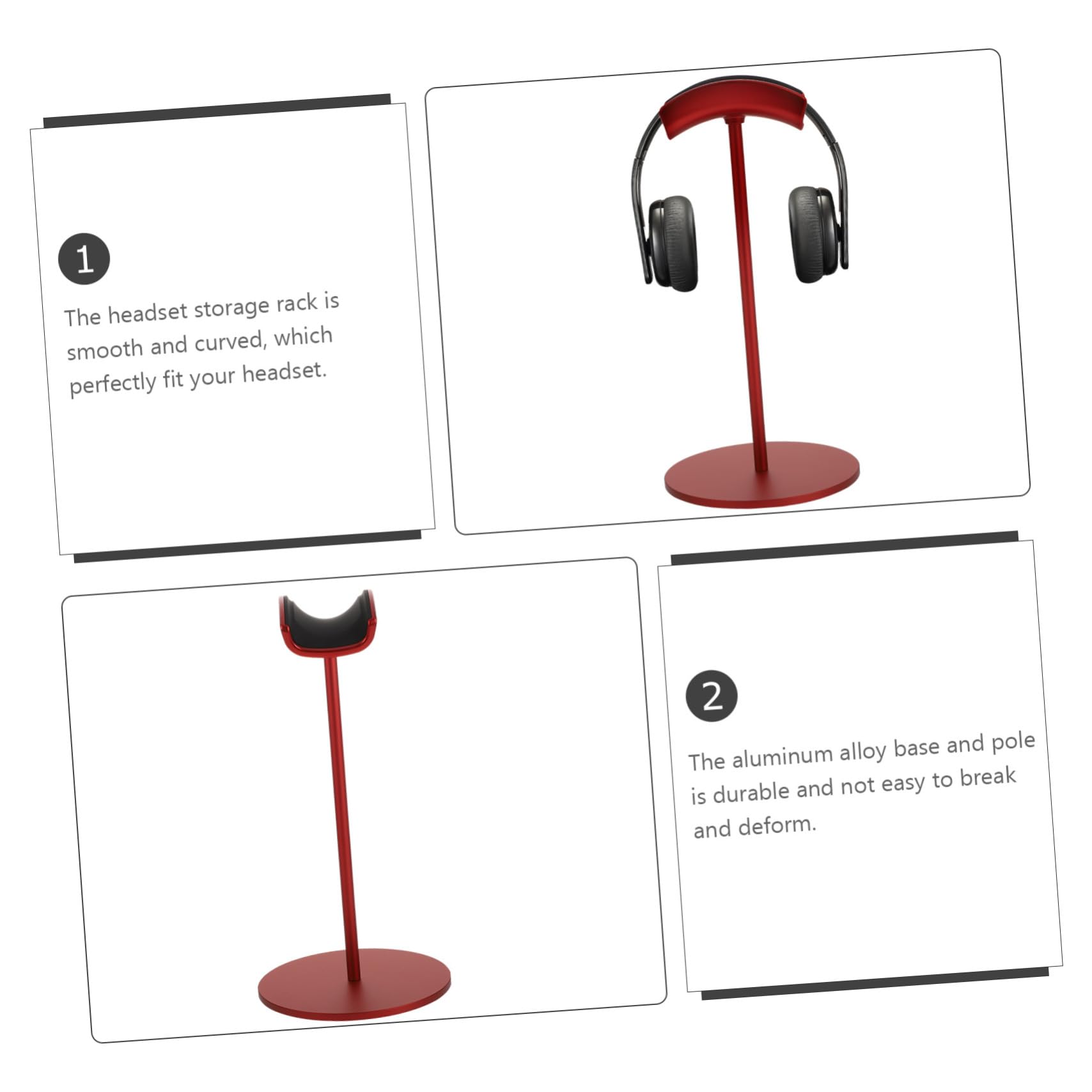 Lurrose Supporto Cuffie da Scrivania in Lega di Alluminio e Gomma, Design Liscio e Curvo, Portatile, per Auricolari da Gaming e Giochi al Computer