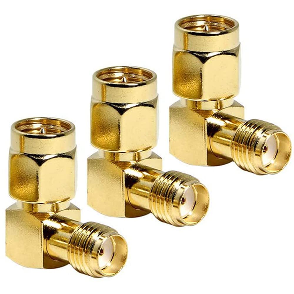Adaptador SMA de 90 Grados, Conector Macho a Hembra de Ángulo Recto para Antena WiFi FPV Drone Router