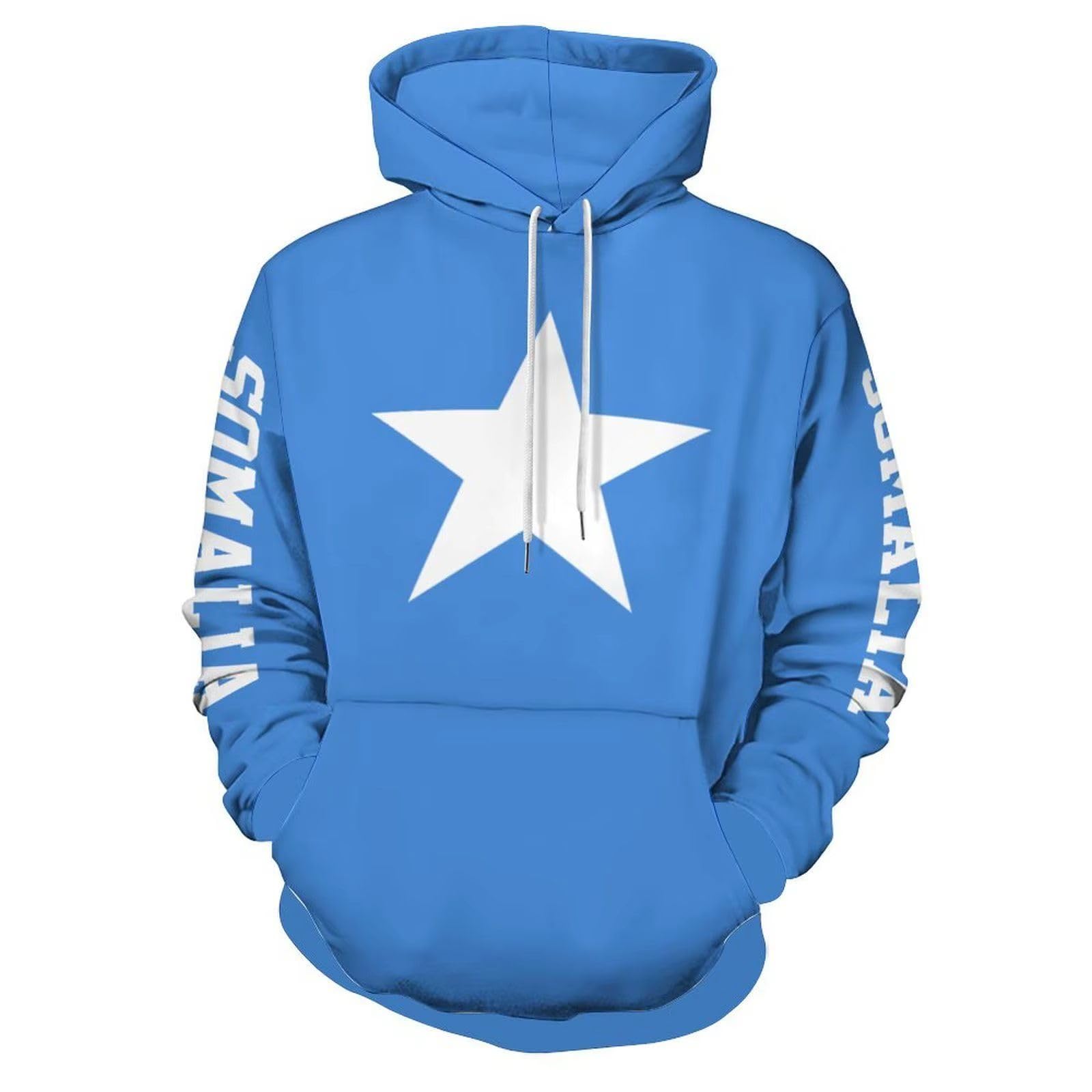 Sweat à capuche drapeau somalien pull ample bleu clair pour éviter le froid - 6