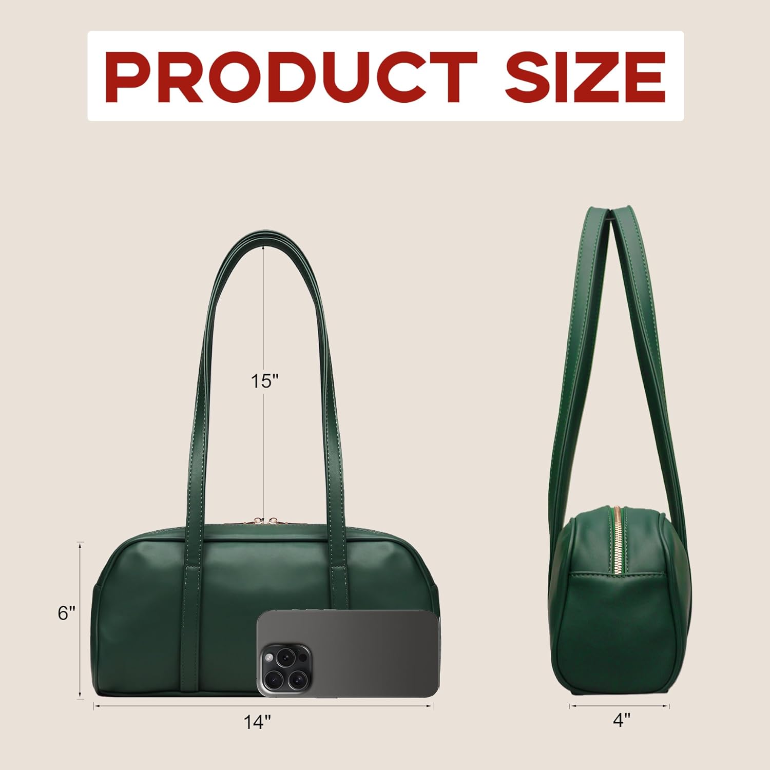 Swing Zip Shoulder Bag for Women Vegan Leather Shoulder Handbag Top-Handle Hobo Bags Trendy Purse - Image 4