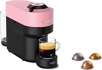 Nespresso Vertuo Pop Coffee Machine by De'Longhi, Over 30 Varieties of Pods, Compact Footprint, Americano, Starter Capsule Set Included, ENV90.P, Pink