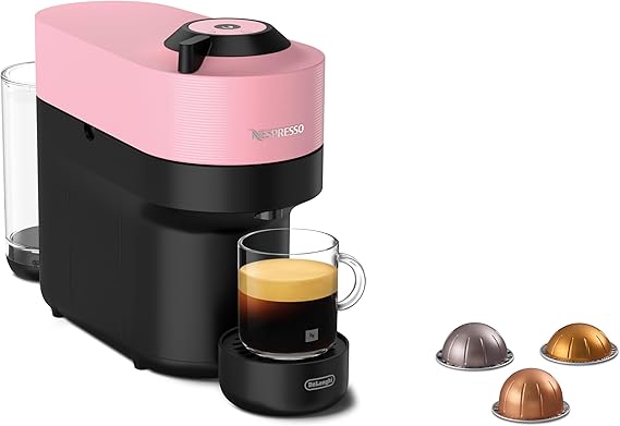Nespresso Vertuo Pop Coffee Machine by De'Longhi, Over 40 Varieties of Pods, 6 Coffee Cup Sizes, Espresso, Cappuccino, Starter Capsule Set Included, ENV90.P, Pink