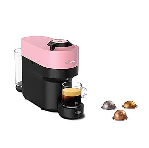 Nespresso De'Longhi Vertuo Pop ENV90.P - Cafetera de cápsulas, función de cerveza fría, 4 tamaños de taza, conectividad Bluetooth y Wi-Fi, cafetera de 1 taza, paquete de bienvenida