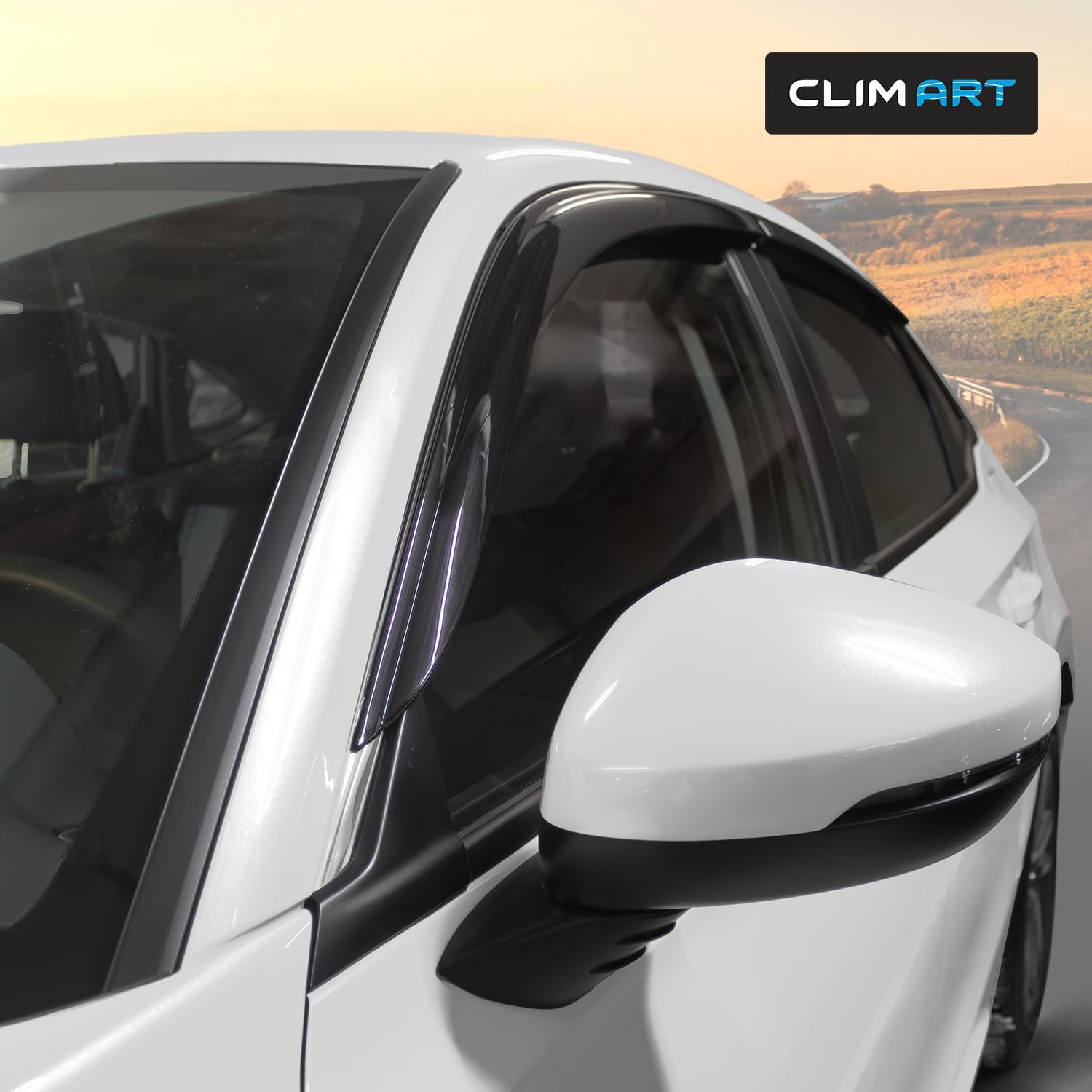 CLIM ART Incredibly Durable Rain Guards for Honda Civic 2022-2026 Sedan, Original Tape-on Window Deflectors, Vent Deflector, Window Visors, Car Accessories, 4 pcs. - 522268
