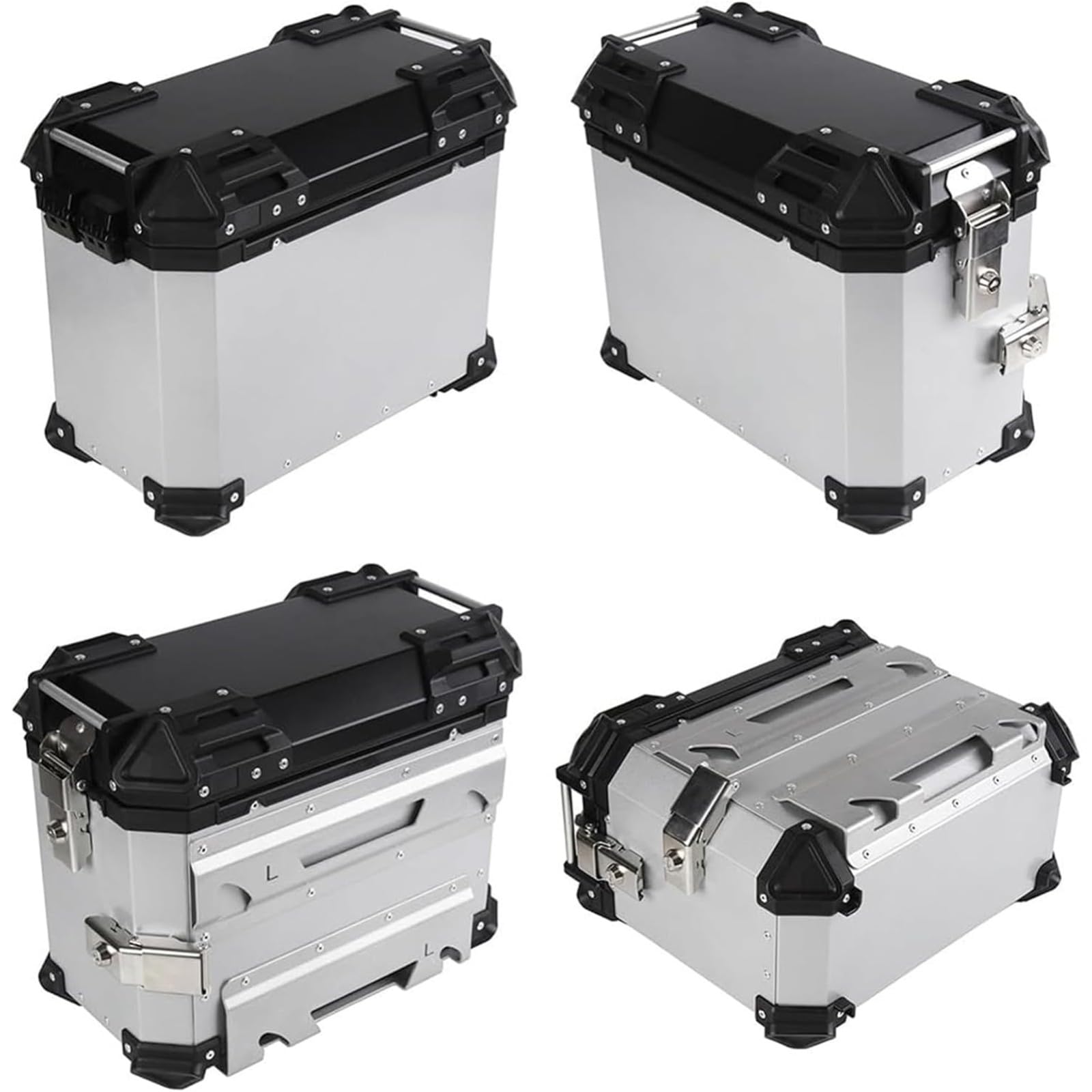 Valigie Laterali In Alluminio Per Moto 38L Tour Trunk Borse Da Sella Rigide Universali Borse Laterali Per Moto Impermeabili E Anticollisione Con Serratura Di Sicurezza Per Bagagli Del Casco Silver,C
