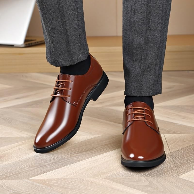 Men's Formal Shoes Dress Oxford Leather Classic Business Party Wedding Anti-Slip Non Slip Rubber Sole Block Heel Low Top Casual Brogue Lace-up Office3