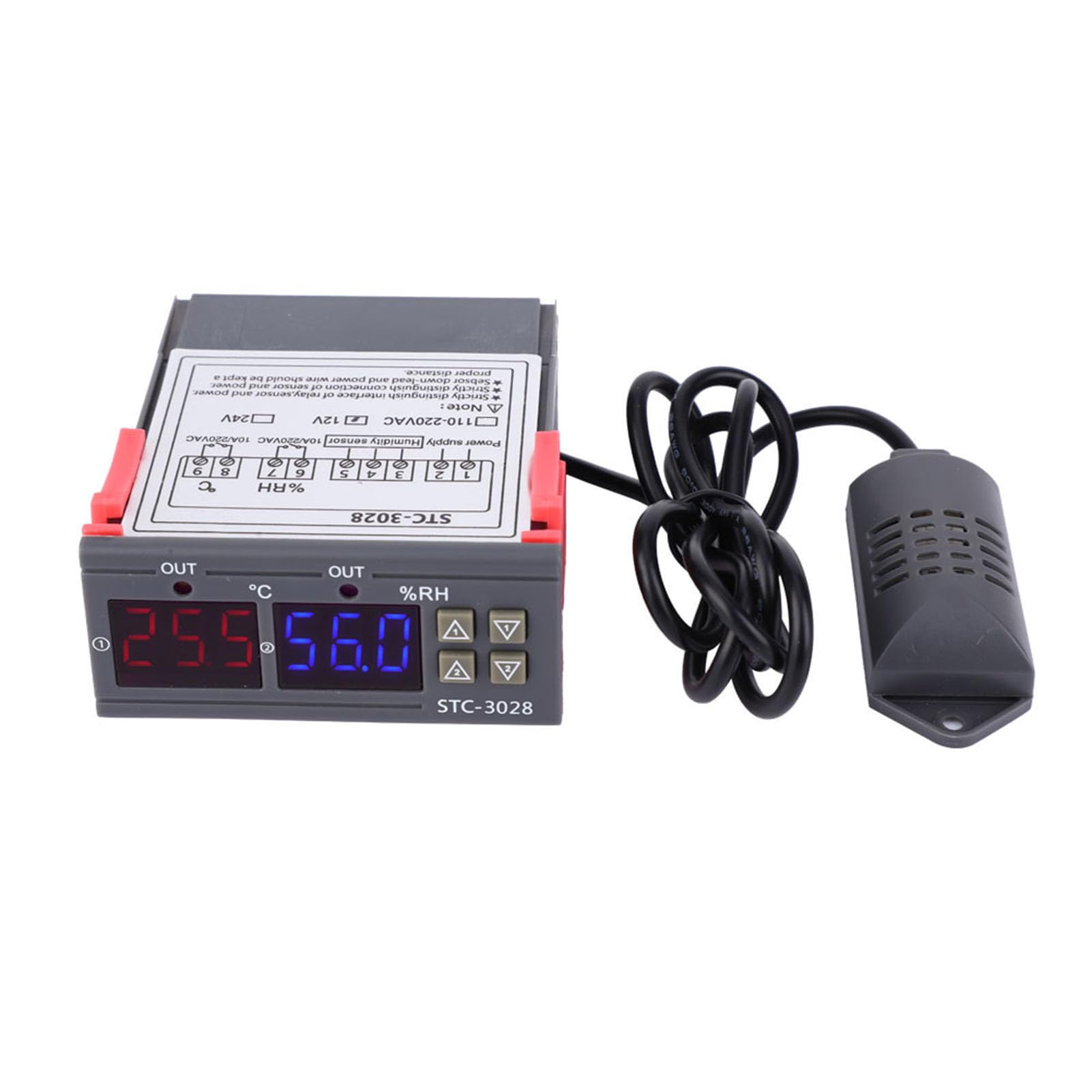 Yctze Termostato Digitale con Doppio Display, Controller di Temperatura, | Materiale ignifugo ABS, controllo tramite microcomputer, intervallo da -20°C a 80°C, adatto per l\'acquacoltura