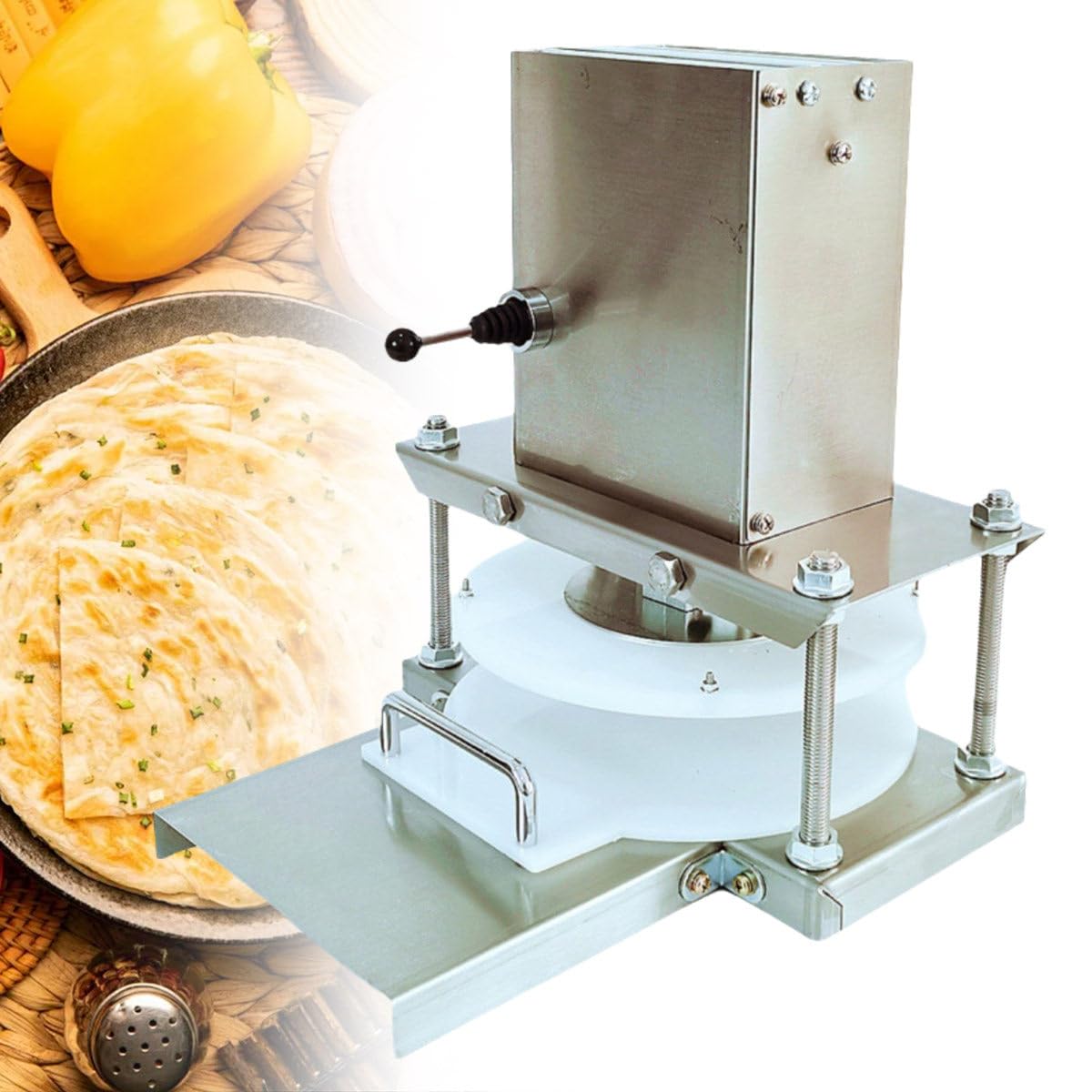 Manual Pizza Dough Press Machine for Efficient Rolling of Pizza and Dough Cakes, 400 Sheets Per Hour Capacity