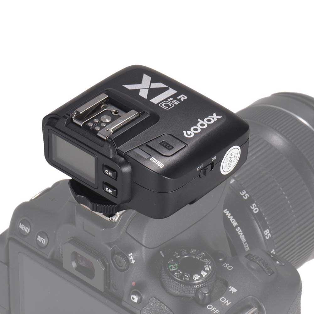 GODOX X1R-C - Ricevitore flash remoto wireless, 32 canali, TTL 1/8000s, compatibile con fotocamere Canon EOS, kit di pulizia 3 in 1 con guanti antistatici, spazzola per obiettivi, panno di pulizia