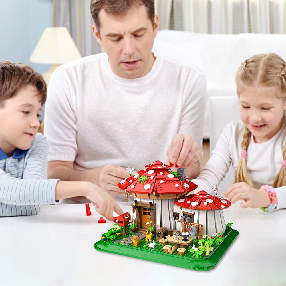 Mushroom House Building Blocks Set - Unique Design Creative Building Toy for Adults and Teens Mini Brick 1621pcs
