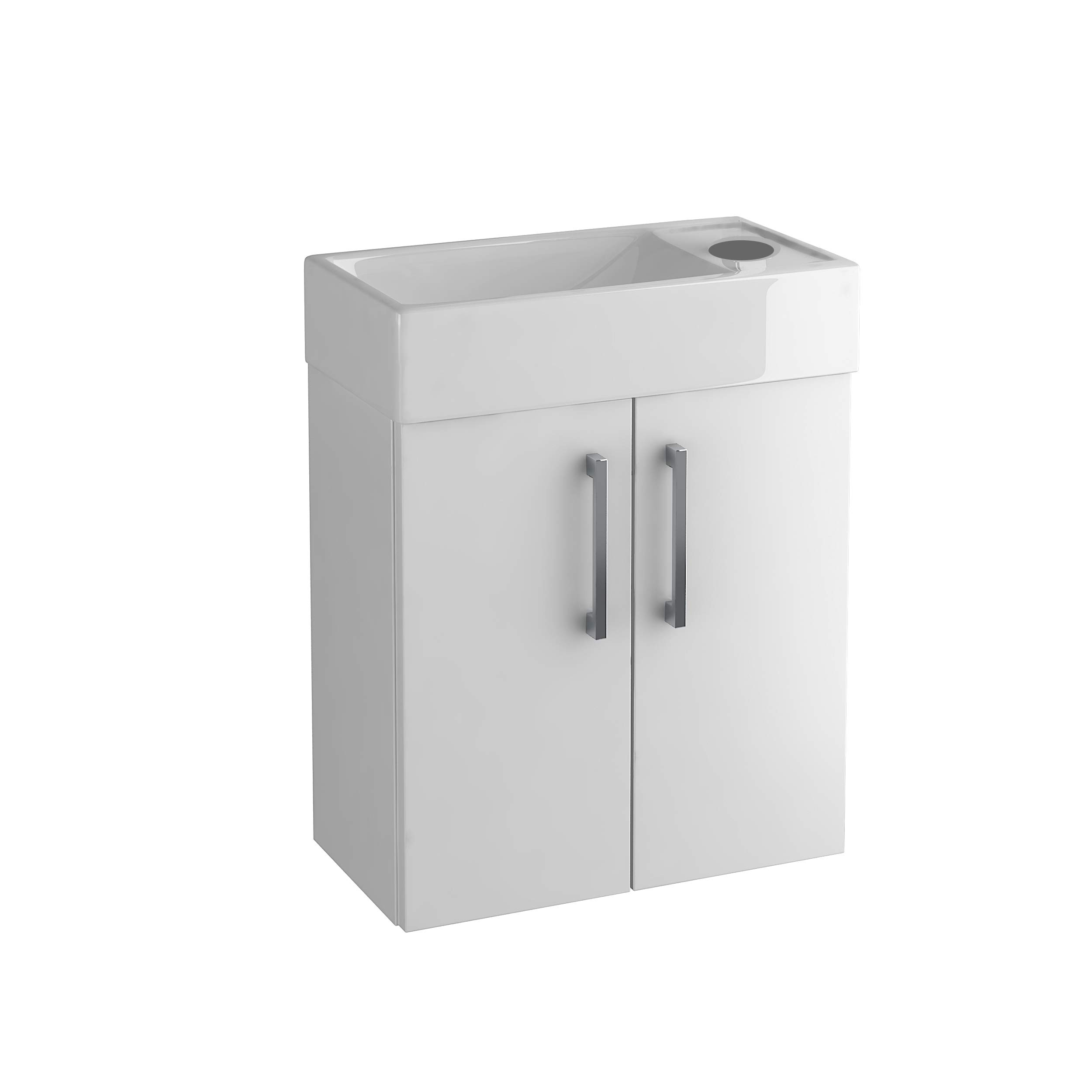 Mueble de Lavado de Manos con Patas Blanco con Lavabo cerámico, 40 x 22 cm Izquierda/Derecha (Blanco)