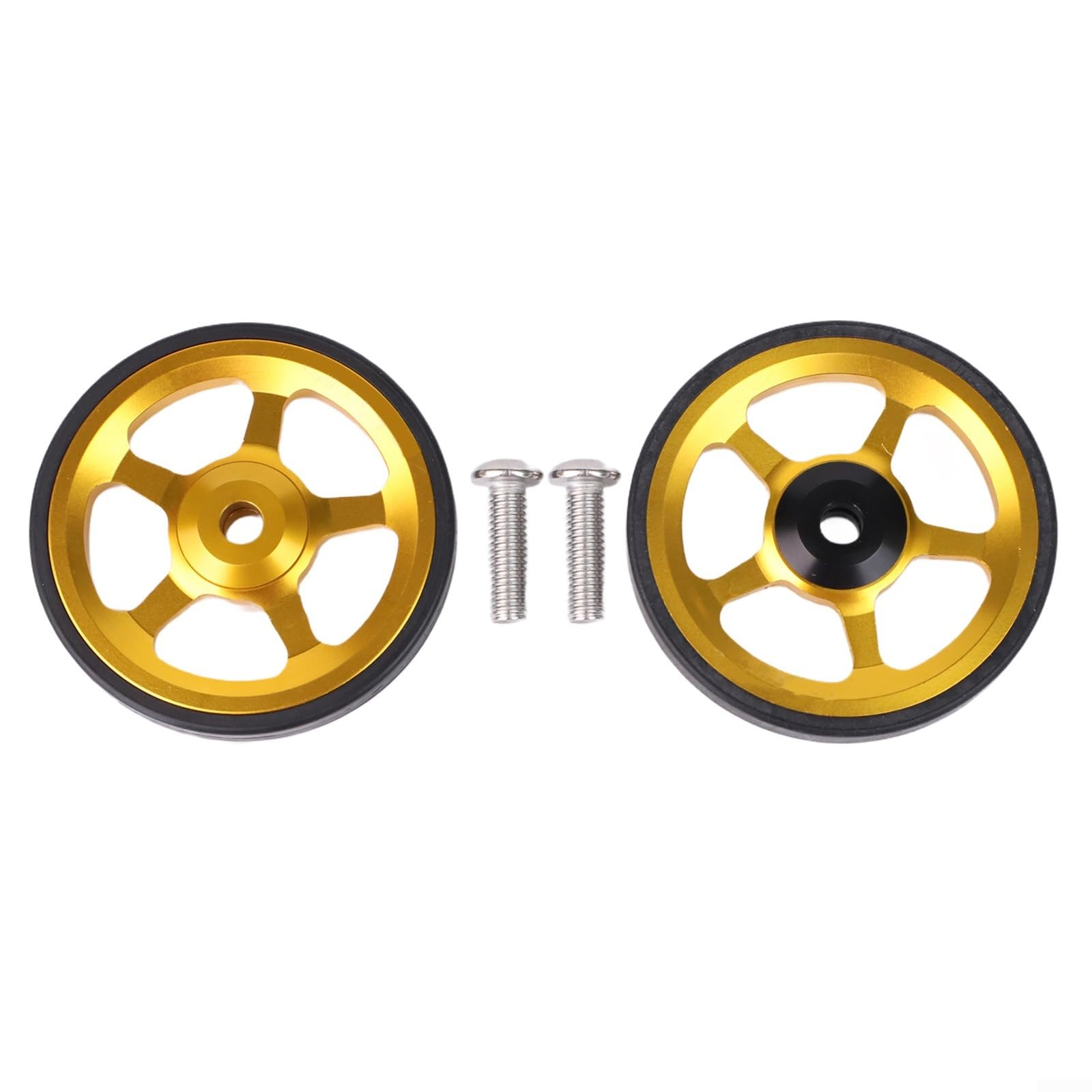 60Mm Wheel For Brompton Folding Bike Rear Rack,For 3Sixty Aluminum Alloy,Lightweight Bicycle Accessory,Built-in Bearing Reduced Friction,W/ 2 Wheels And Screws(Golden)