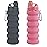 YCTMALL Collapsible Water Bottles Two Pack Travel Sports Portable Sport Bottle comes with mountaineering Buckle 500ml Silicone Water-proof Camping Bottle (Pink and Grey Color)