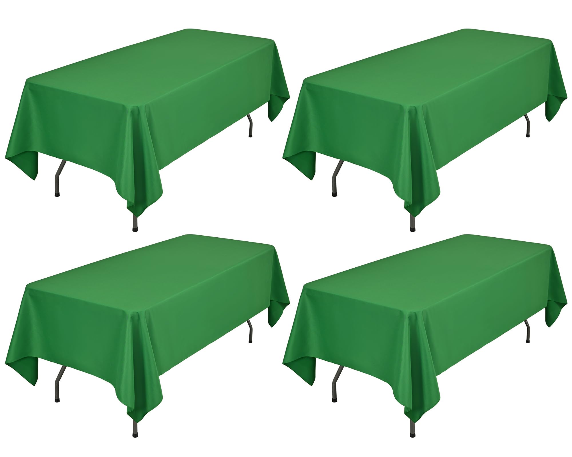 Showgeous 4 Pack Green Rectangle Tablecloth 60 x 126 Inch, Wrinkle Resistant Washable Polyester Table Cloth Cover for Wedding, Party, Banquet,