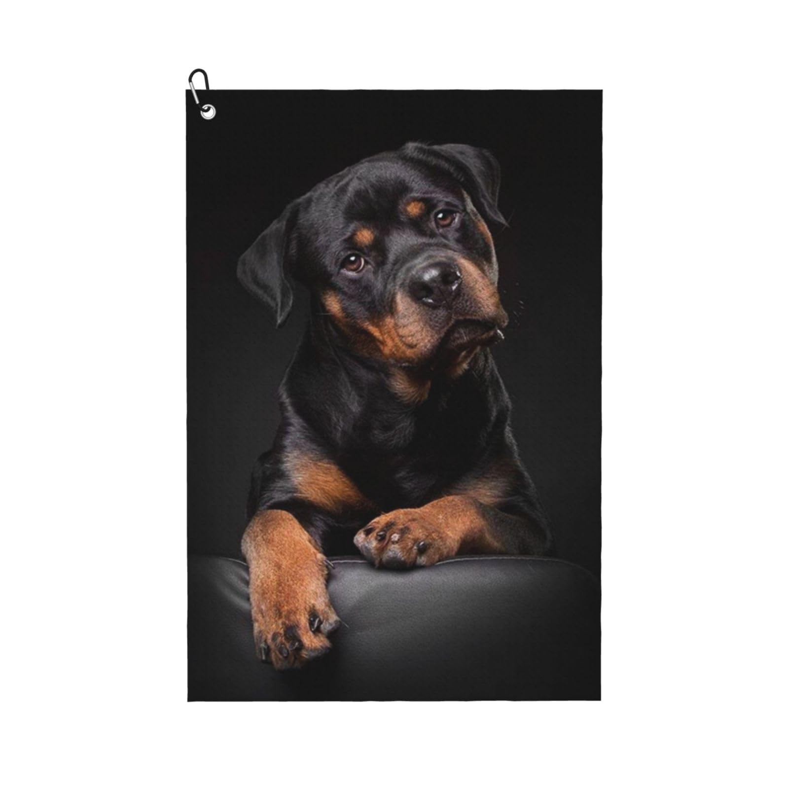 Hnnkloy Rottweiler Loving Confident And Loyal, 16x24 in Portable Waffle Golf Towels with Carabiner Clip for Golf Bag
