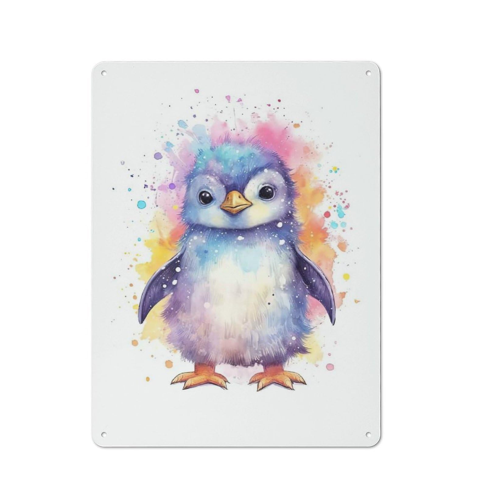 Junmoney Style-20 Industrial Cute Baby Penguin Painting Tin Sign 40X30cm, Garage Wall Decor For Garage, Hobby Room, Office Or Man Cave