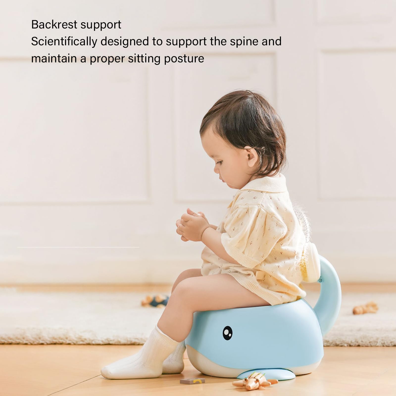 Asiento de inodoro portátil para niños pequeños con cuenco extraíble, forma de ballena ligera para viajes, uso doméstico, orinal de viaje con forma de ballena