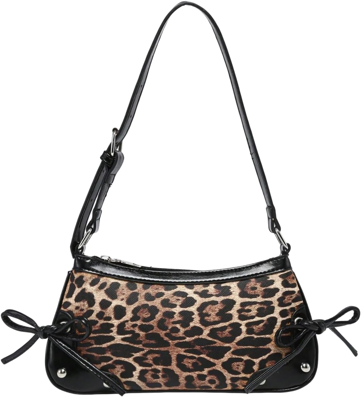 Floerns Women's Y2k Cheetah Print Shoulder Bag Cute Bow Tie Leather Vintage Handbag