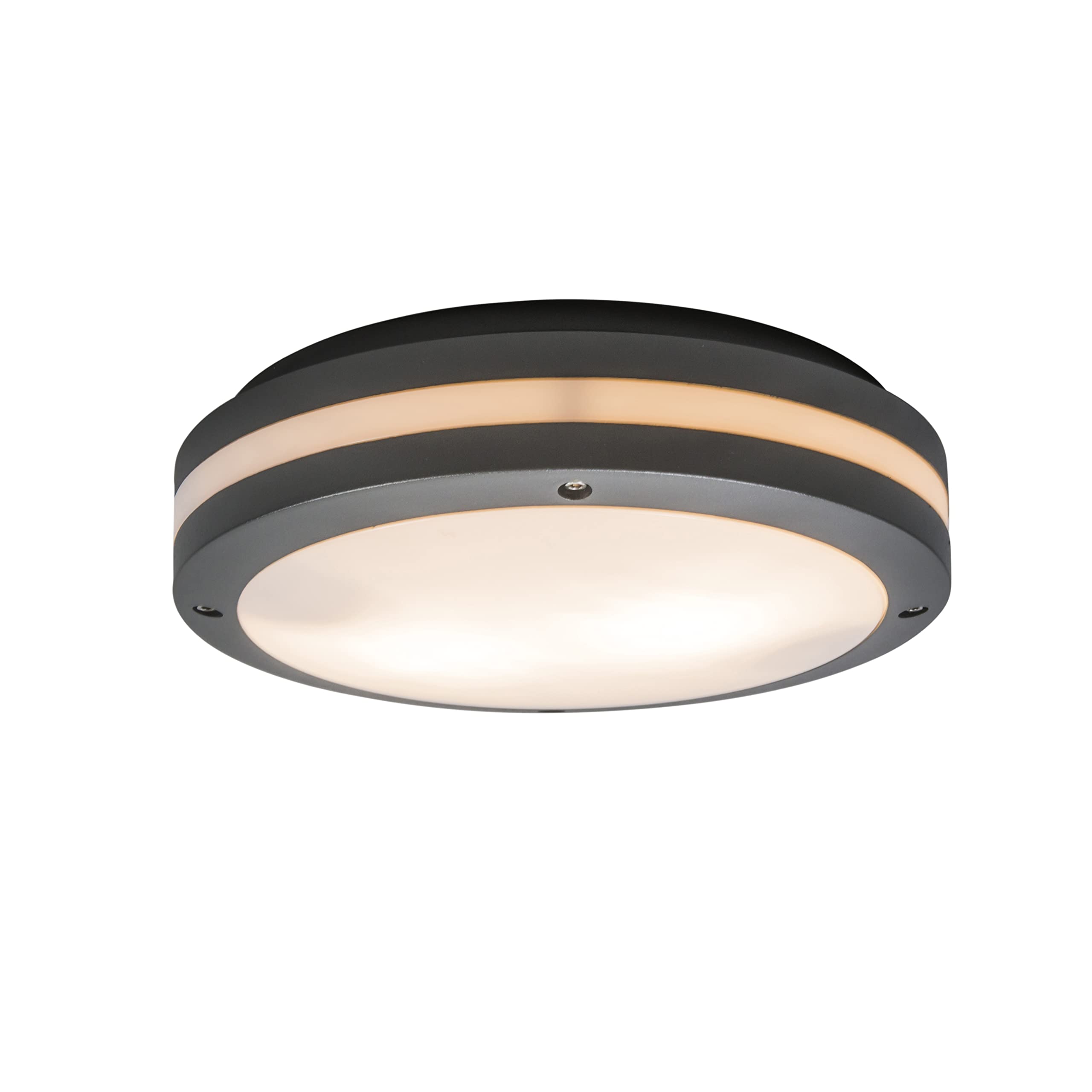 Qazqa Modern außen Wandleuchte, Außenlampe, Wandlampe für den Garten - Glow - Dunkelgrau, max. 15W, Geeignet für LED, 30cm, IP54, Rund, 2-flammig