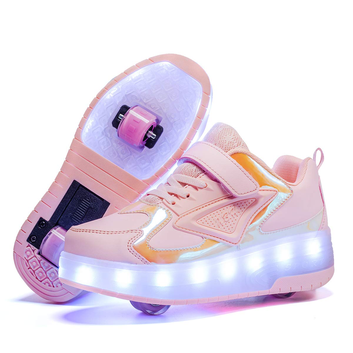 Unisex Boys Girls Led Trainer With Single Double Wheels Led