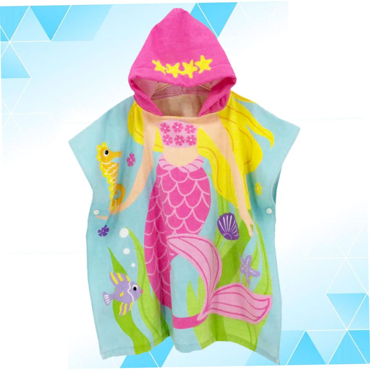 Toalla Playa Infantil con Capucha Diseño de Sirena Algodón Poncho Cambiador para Playa Baño