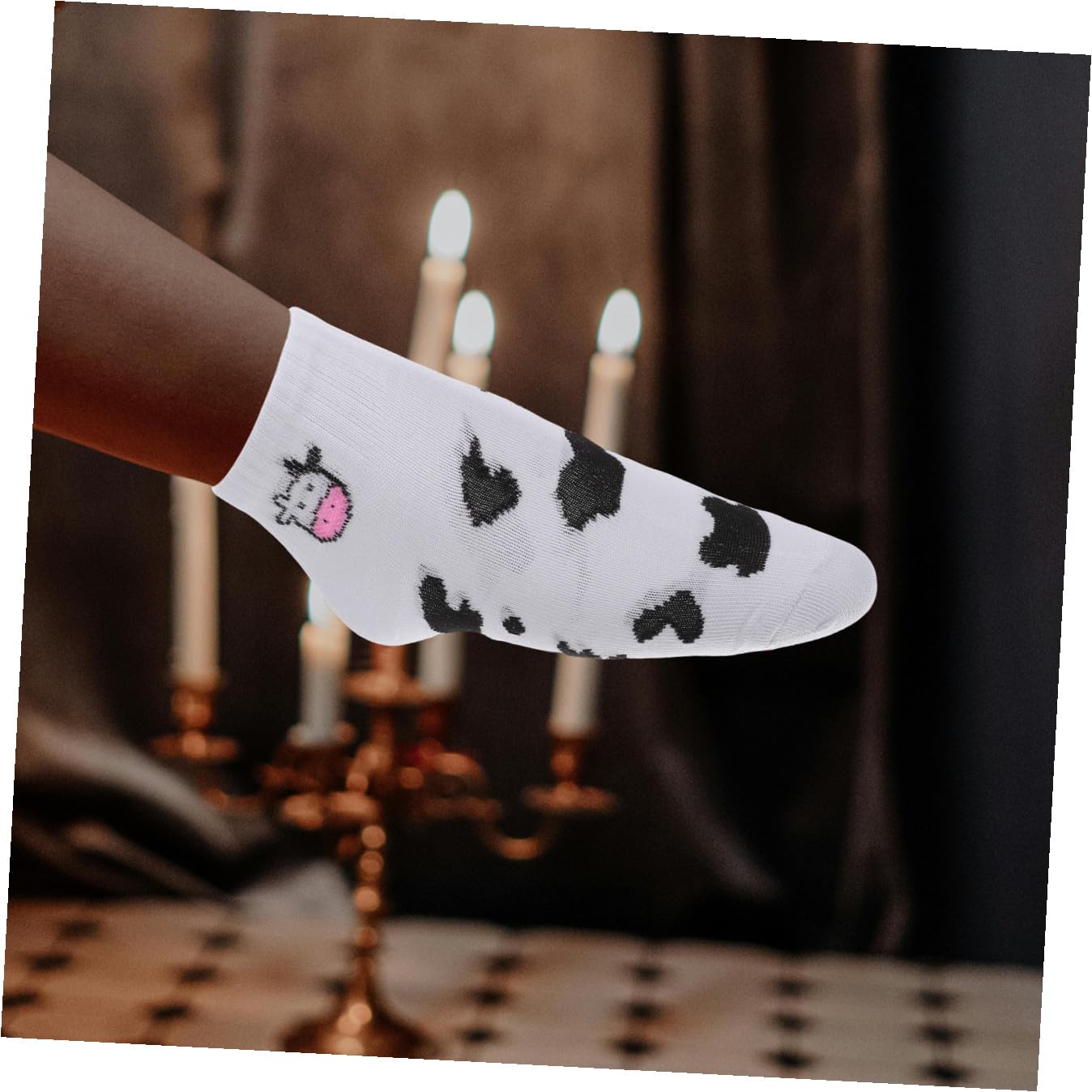 VANZACK 5 Pares Calcetines Cortos Mujer de Algodón Transpirable con Estampado de Vaca Diseño Divertido para y Verano Calcetines Tobilleros Cómodos y