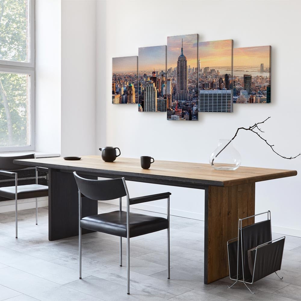 murando Cuadro en Lienzo Ciudad Nueva York 200x100 cm Impresión de 5 Piezas Material Tejido no Tejido Impresión Artística Imagen Gráfica Decoracion de Pared Manhattan d-B-0255-b-m