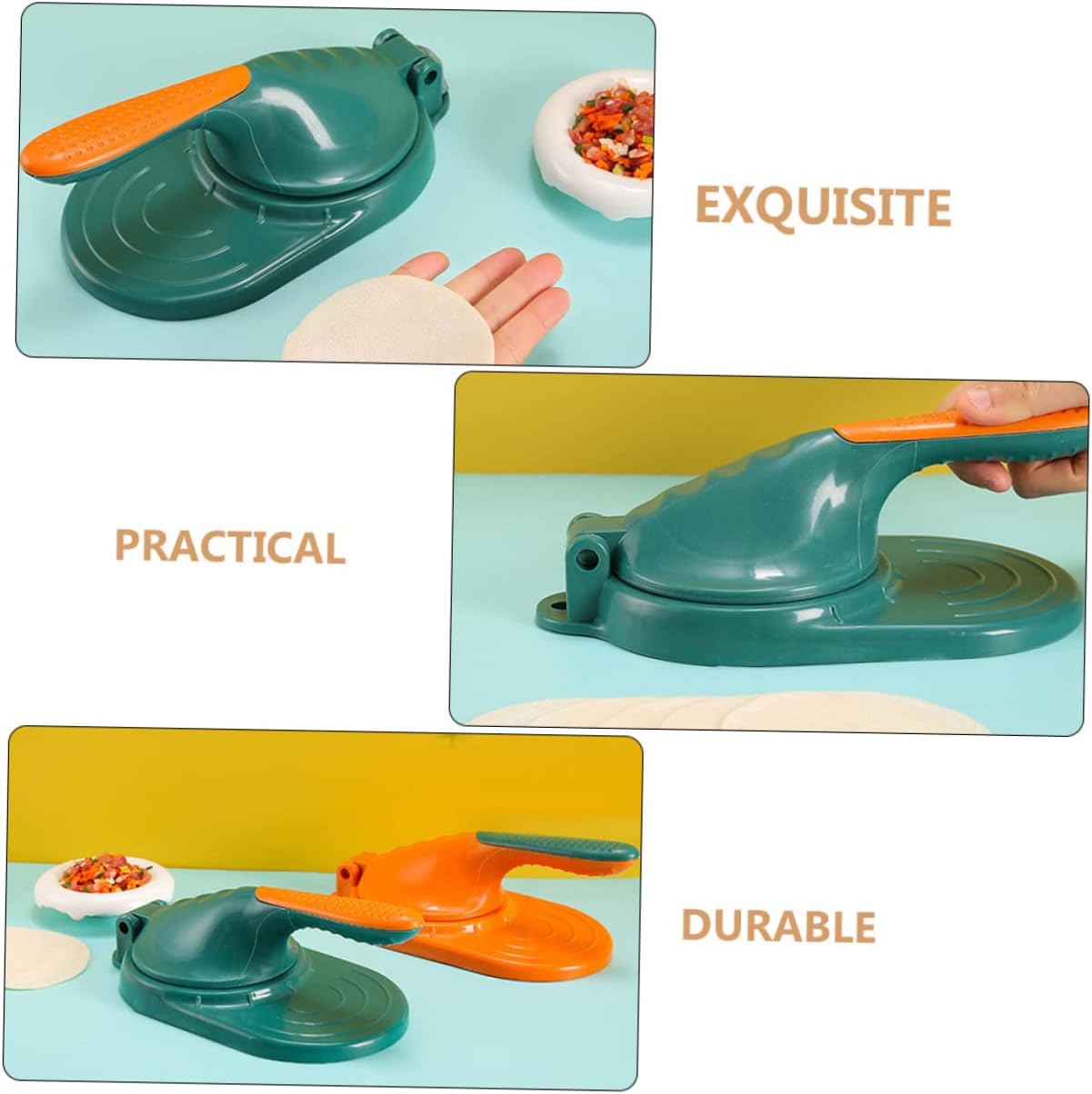 Luxshiny 2pcs Dumpling Skin Maker Tool Ergonomic Dumpling Press Mold for Easy Dough Skin Creation Made of Material Deep Grass Green Design