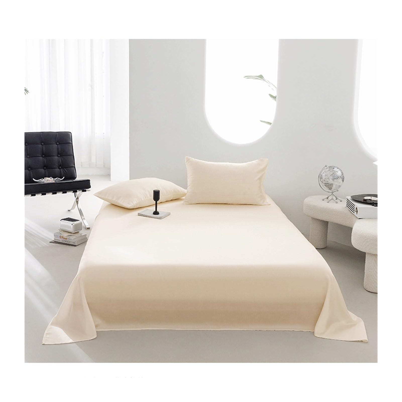 RUZGAR 100% österreichische Eukalyptus Bettlaken Tencel-Lyocell Betttuch Laken Leintuch Haustuch ohne Gummizug vielen Größen und Farben Seidig Weich Glatt(Yellow,160x230cm)