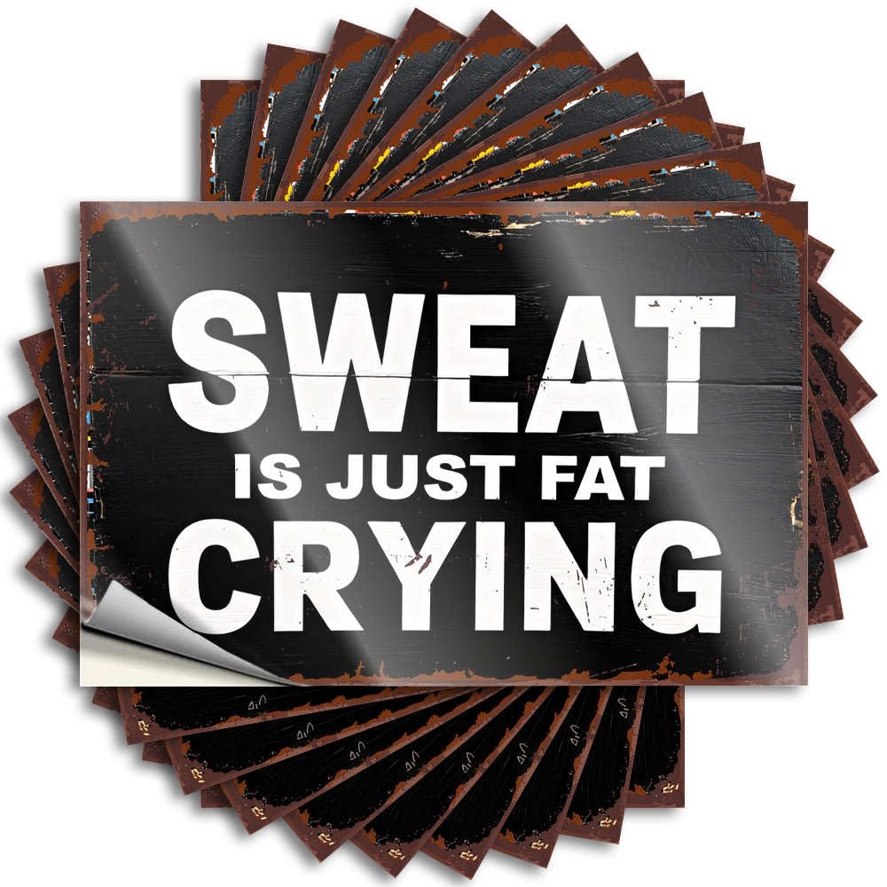 Fzfn Colour Stitch Room Decor Garage Decal | Sweat Is Just Fat Crying Affirmation For Motorcycle Decor(8X12cm)