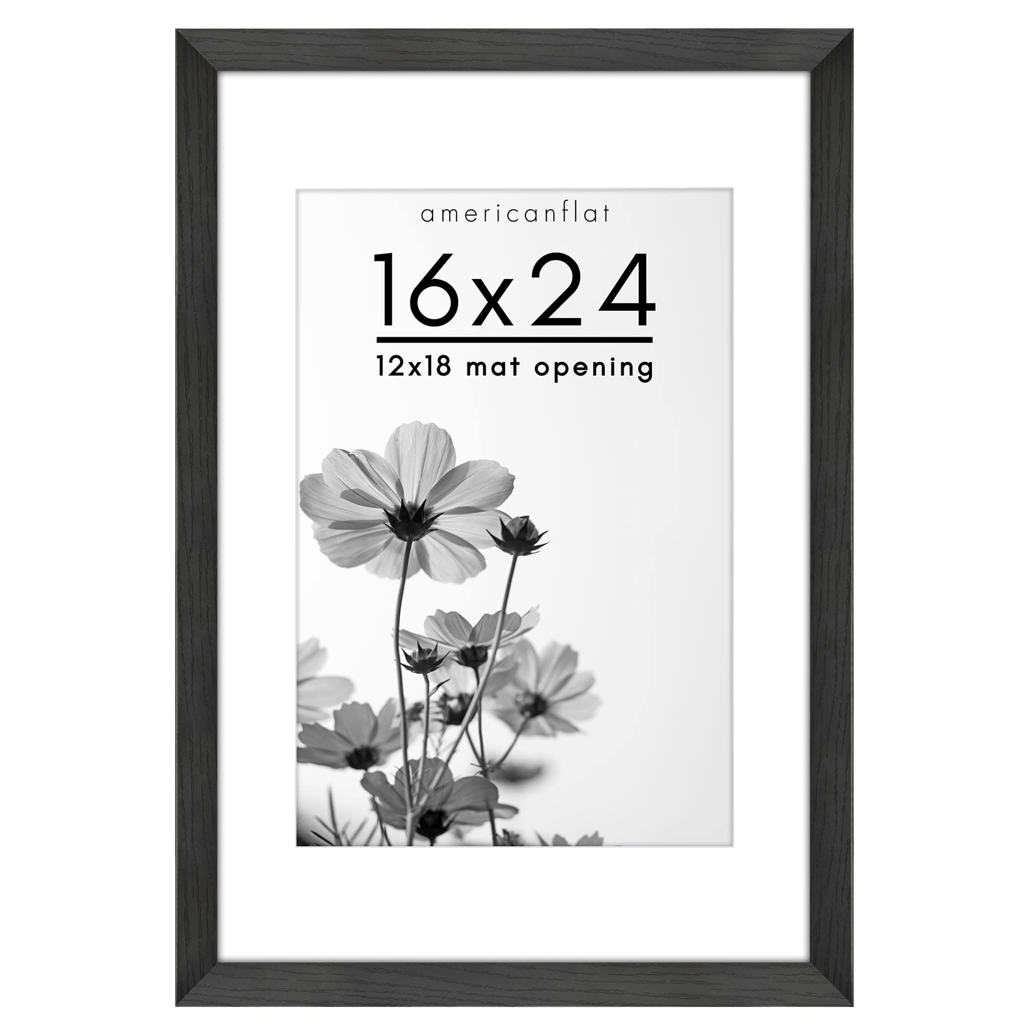 Americanflat Cilalı Pleksiglaslı 16x24 Poster Çerçevesi - Mat ile 12x18 Çerçeve veya 16x24 Mat Olmayan Çerçeve olarak kullanın - Hudson Koleksiyonu - Duvar Ekranı için Geniş Resim Çerçevesi - Siyah