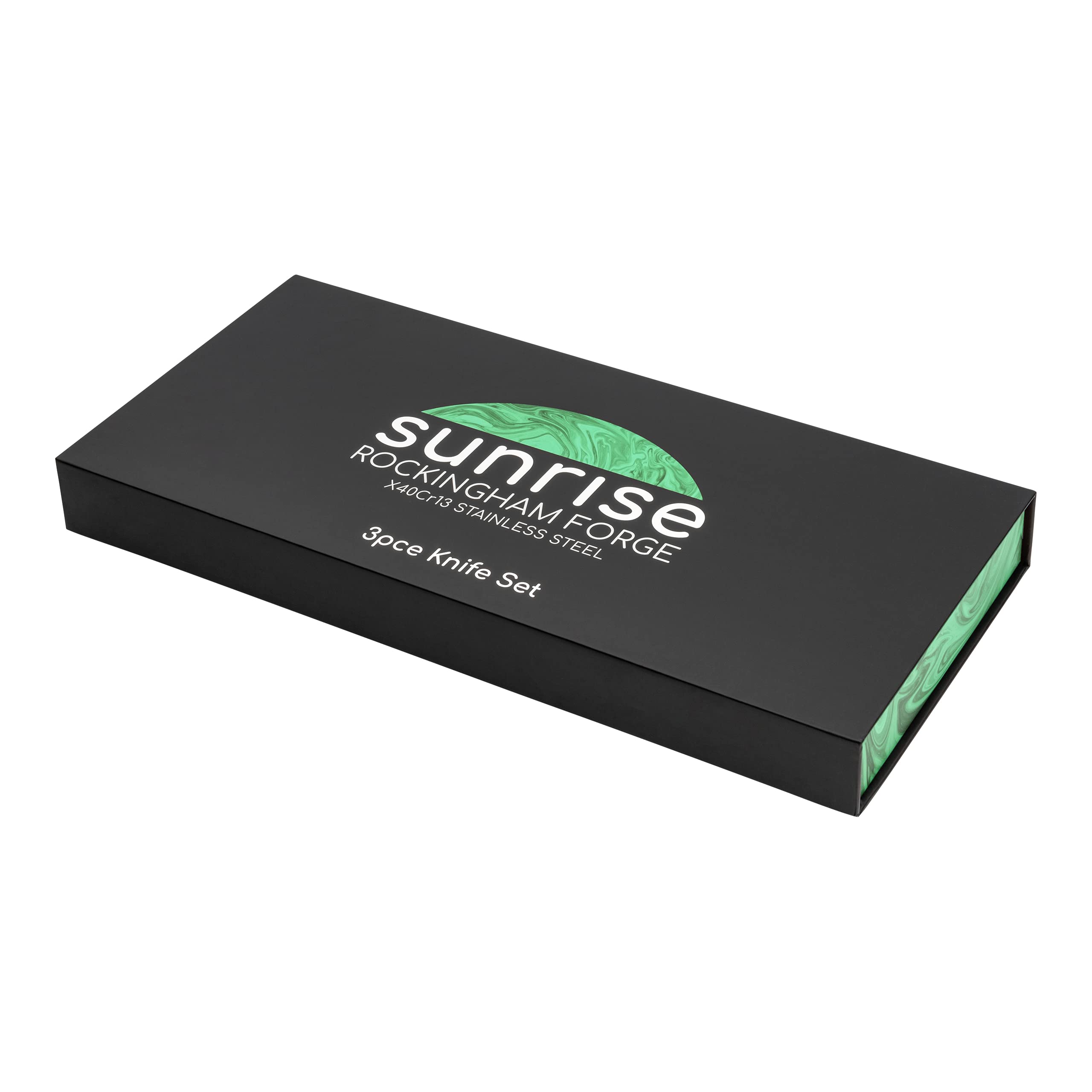 Rockingham Forge Sunrise Collection Emerald smaragd 3-Stück Messerset mit hochwertiger Klinge aus X40Cr13 Edelstahl und Griff aus Harz, Grün
