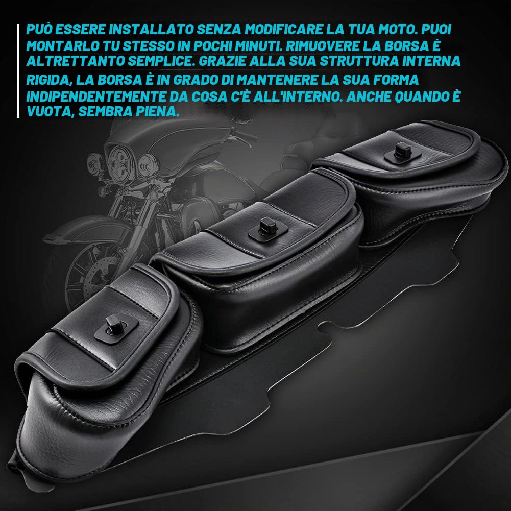 KATUR Custodia per Parabrezza per Moto Borsa in Pelle PU con Chiusure magnetiche per Borse da Parabrezza Harley Touring Street Glide Electra Glide 1996-2013