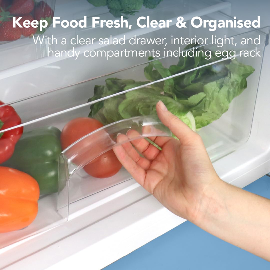 Igenix IG255X Freestanding Under Counter Larder Fridge with 2 Adjustable Glass Shelves, 1 Salad Drawer with Shelf On Top, Reversible Door, 127 Litre Capacity, 55 cm Wide, Inox — view 5