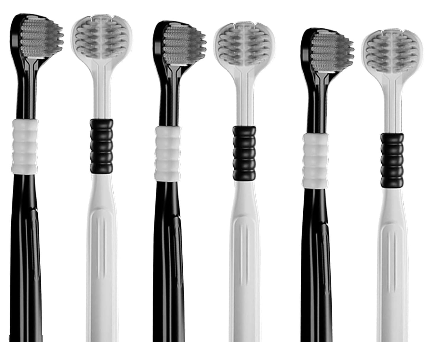 Tmisham Store 3-Sided Manual Toothbrush for Adults, Soft Bristles with Tongue Cleaner, 6-Piece Set, Multi-colour-image-7