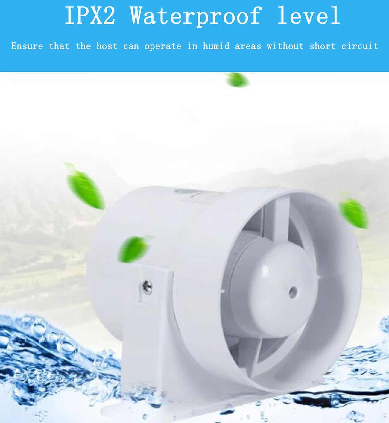ICEMOB Aspiratore Bagno con Valvola di Ritegno,Mini Estrattore Aria Silenzioso,Ventola Aspirazione in Linea,per Cucina, Ufficio,Senza Installazione,IPX2 Impermeabile,4 Inches