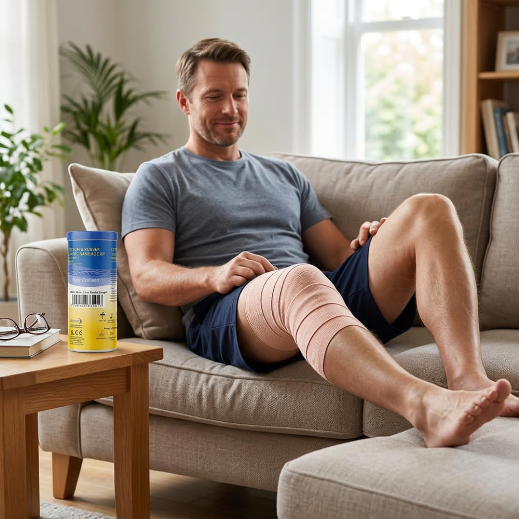 Top Grip Cotton & Rubber Elastic Bandage 15 cm x 4 m (Stretch Length) Pack of 2 | High Compression Crepe Bandage for Sprains, Strains, Sports Injuries, Joint Support & Secure Dressing Retention 2