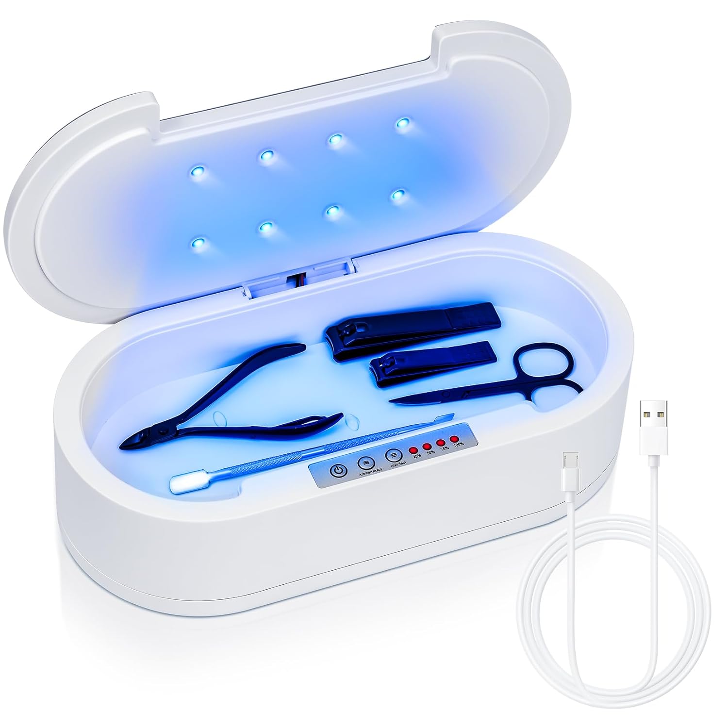 Nail Tool Sterilizers Box, Blue Light Cleaning Nail Sterilizer Machine, Convenient & Efficient Health Protection For Manicure & Beauty Salon Tools, Jewelry, Glasses, Phone