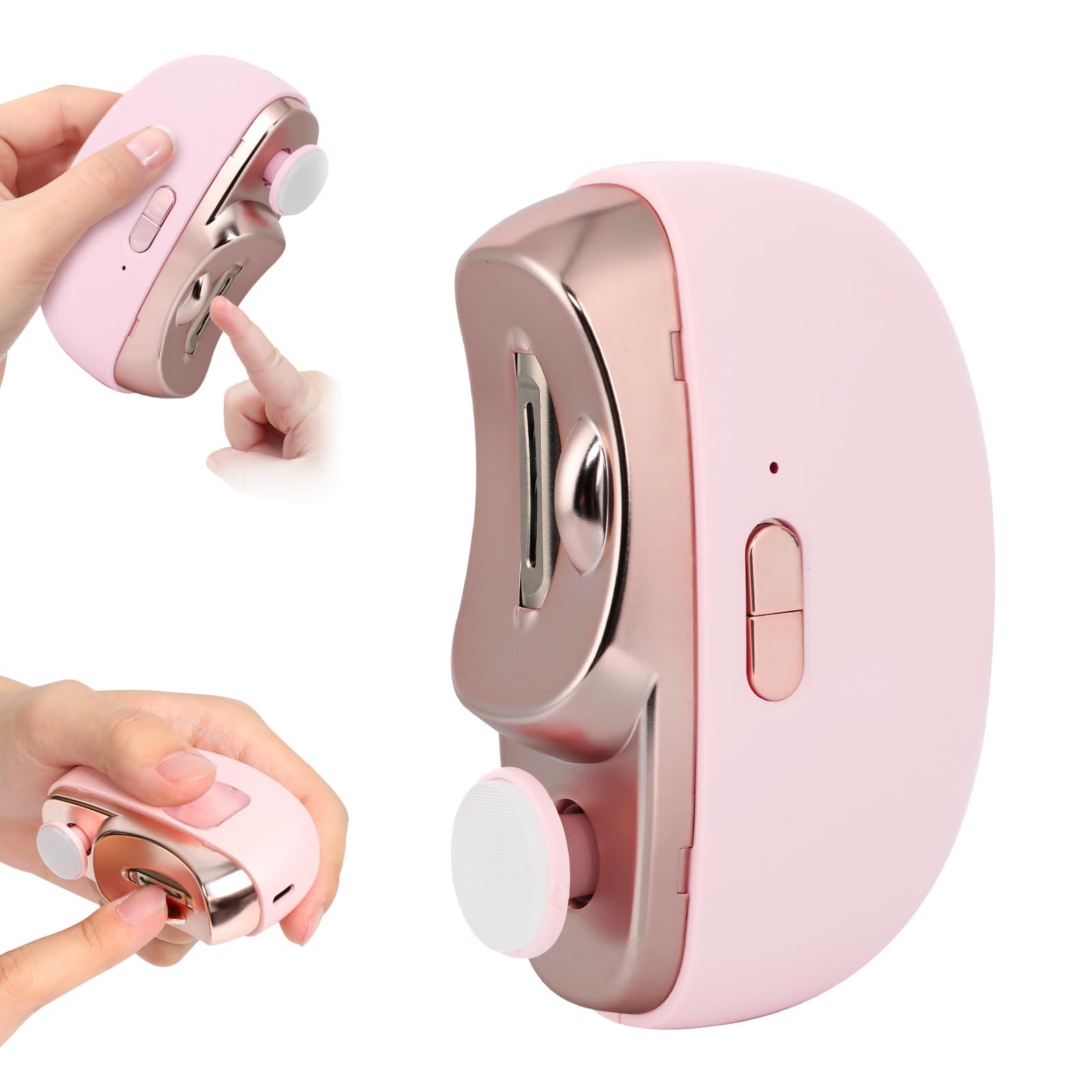 Vellaluna 2 in 1 Electric Polishing Automatic Nail Clippers with Light & 2 Speeds,USB Rechargeable Safety Fingernail Trimmer,Nail Trimmer Electric Toe Nail Clippers for Thick Toenails Seniors